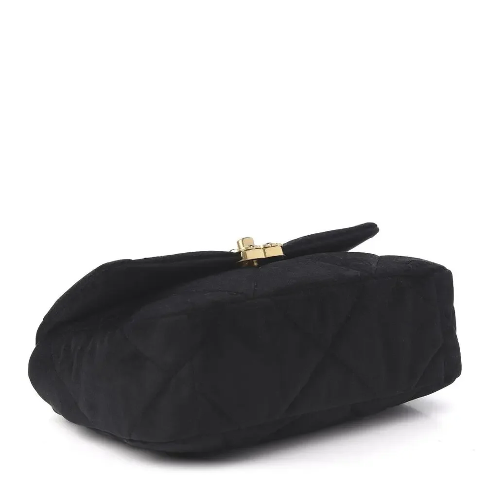 CHANEL 19 Medium Black Velvet Flap Shoulder Crossbody Bag Mixed Hardware